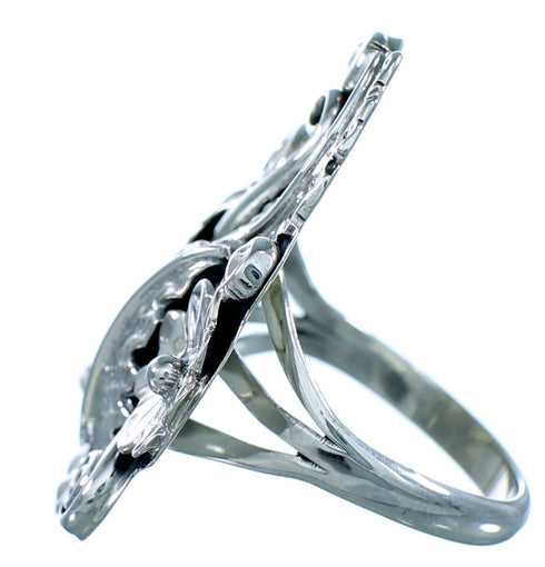 Navajo Indian Genuine Sterling Silver Leaf And Flower Ring Size 5-3/4 RX108794